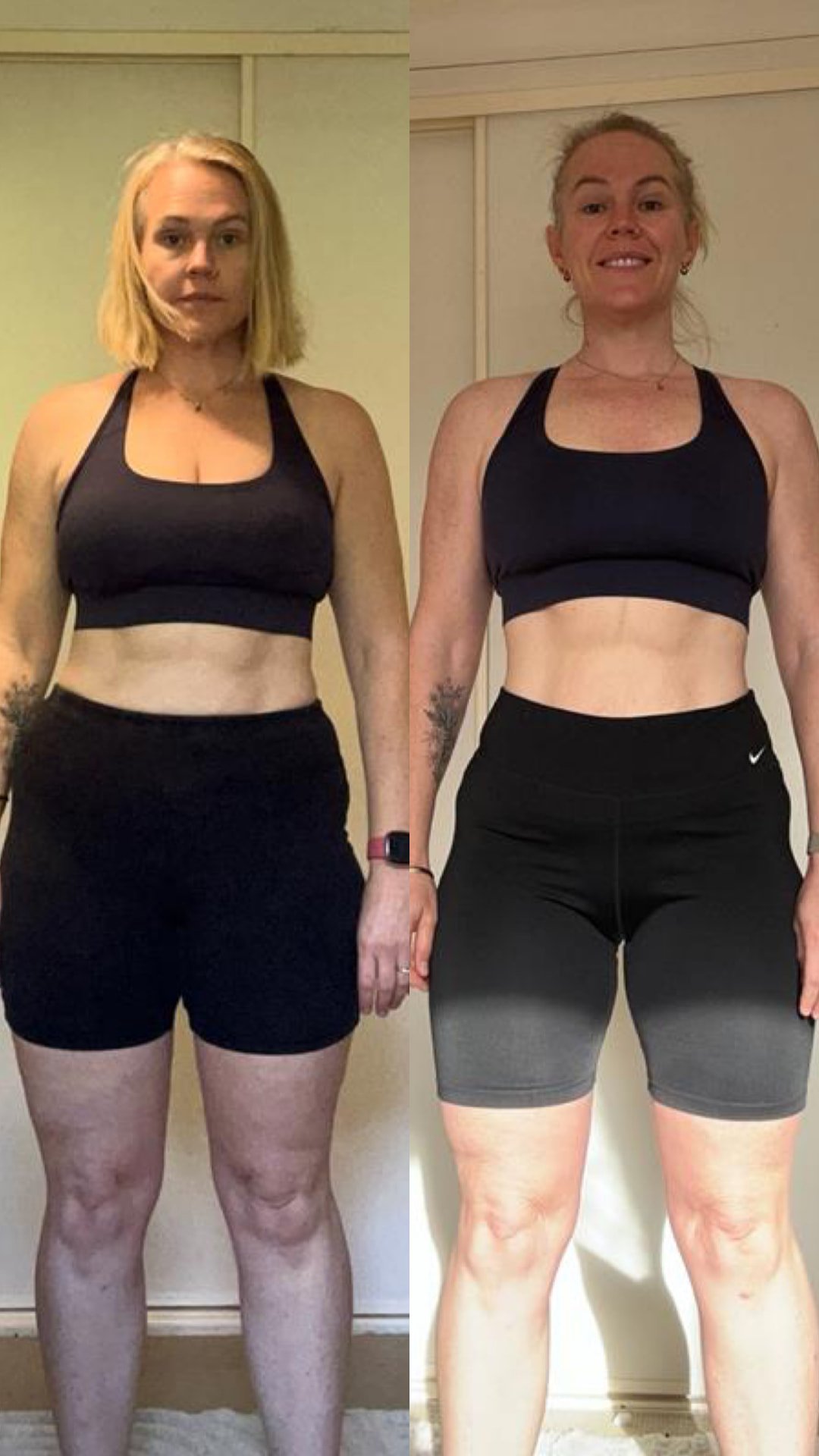 Client front-on before and after progress photo