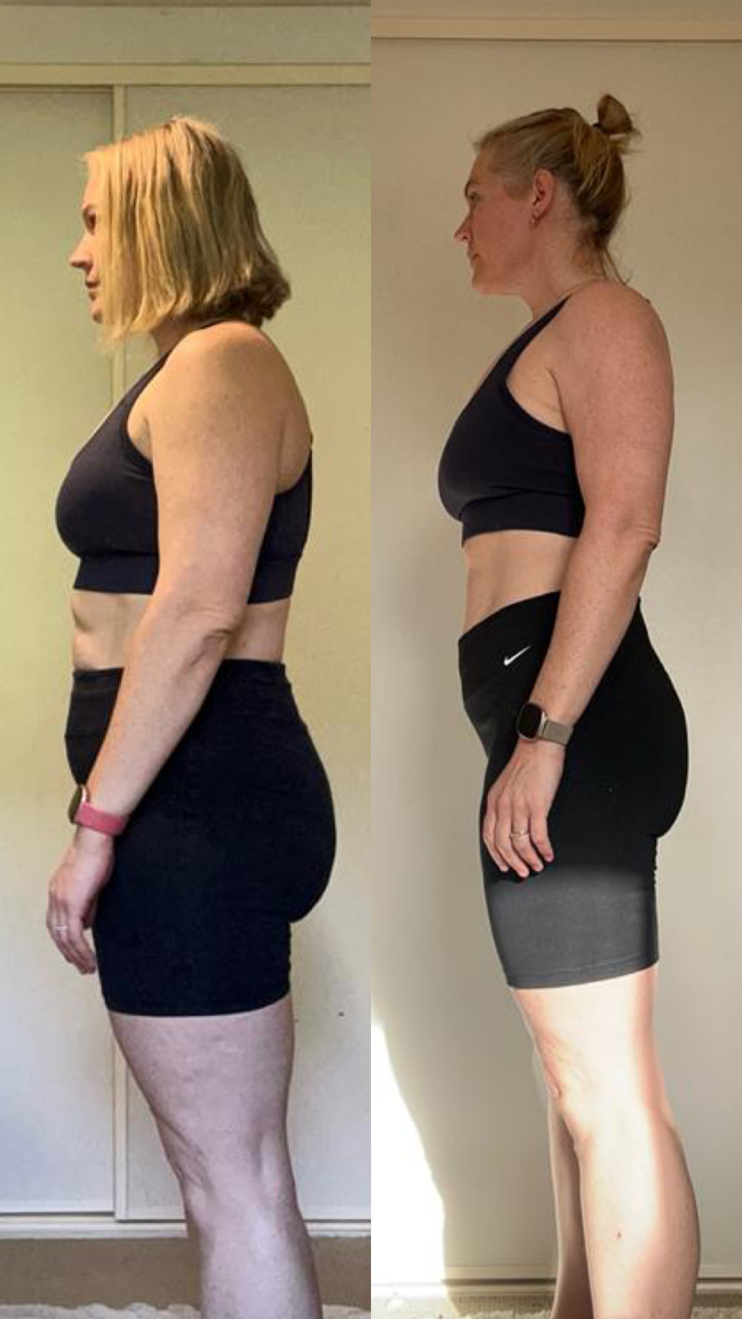 Client side-on before and after progress photo